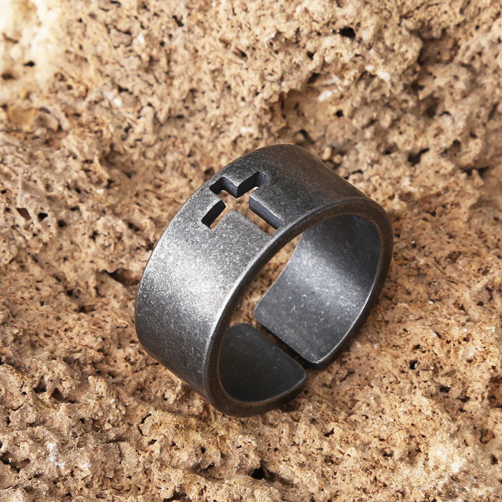 Simple Black Stainless Steel Cross Rings For Men Punk Christian Men Ring Fashion Jewelry Best Gift For Friends