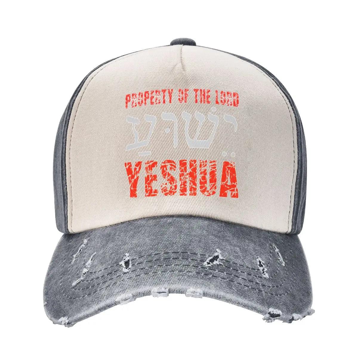 Vintage Yeshua Jesus Christ Baseball Cap Unisex Style Distressed Denim Snapback Hat Hebrew Outdoor Summer Adjustable Caps Hat