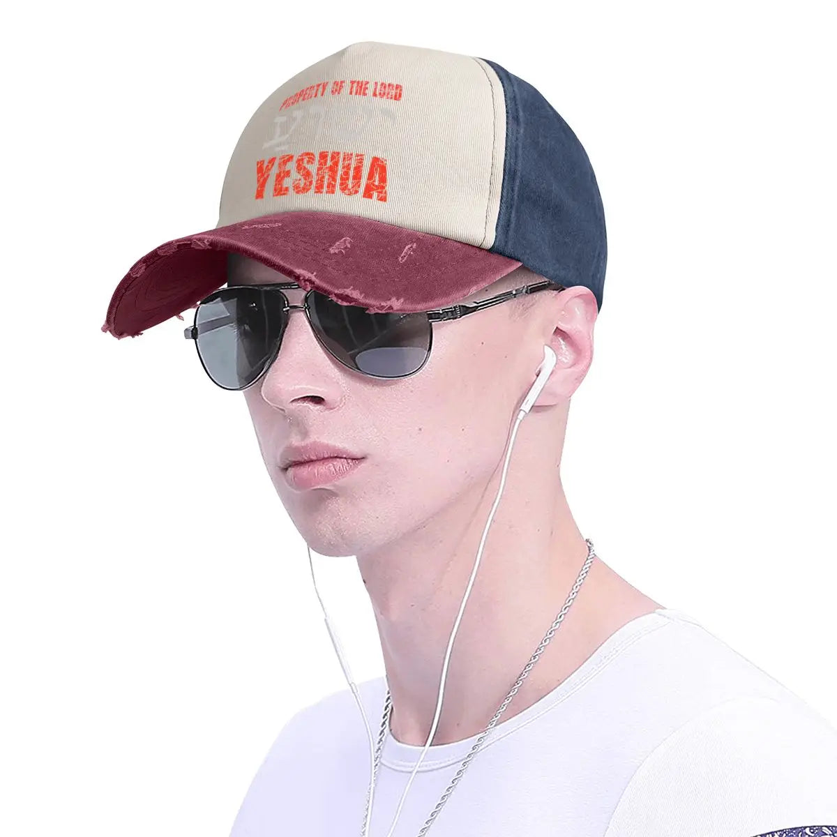 Vintage Yeshua Jesus Christ Baseball Cap Unisex Style Distressed Denim Snapback Hat Hebrew Outdoor Summer Adjustable Caps Hat