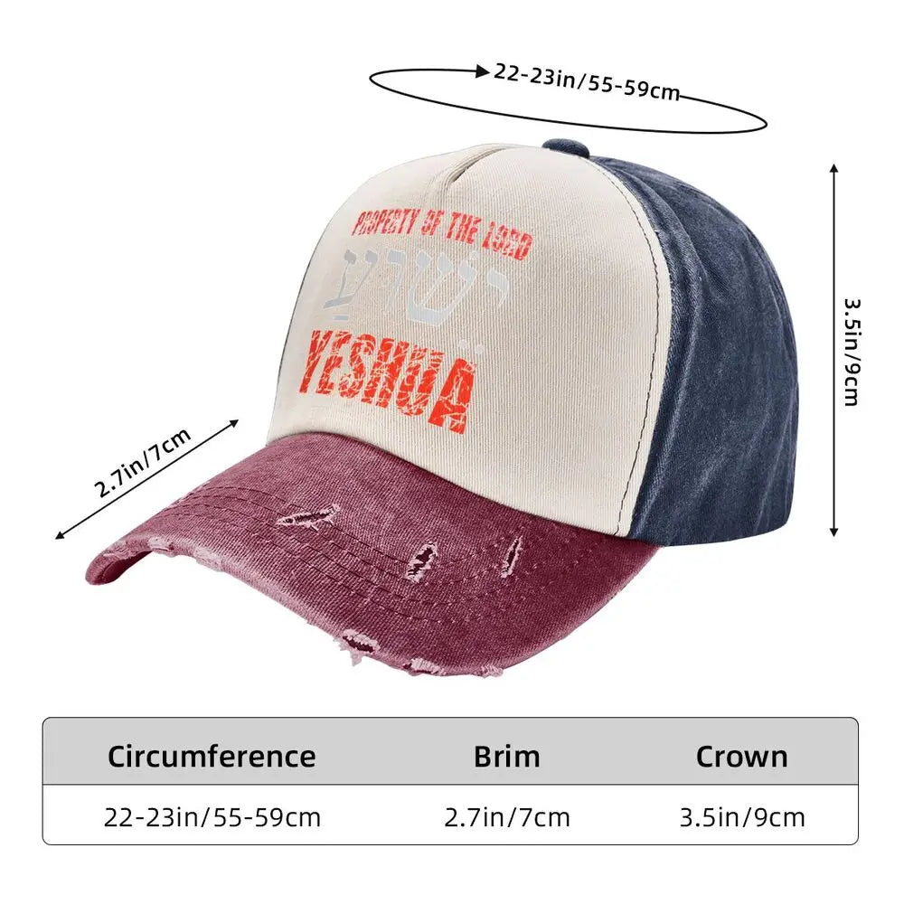 Vintage Yeshua Jesus Christ Baseball Cap Unisex Style Distressed Denim Snapback Hat Hebrew Outdoor Summer Adjustable Caps Hat