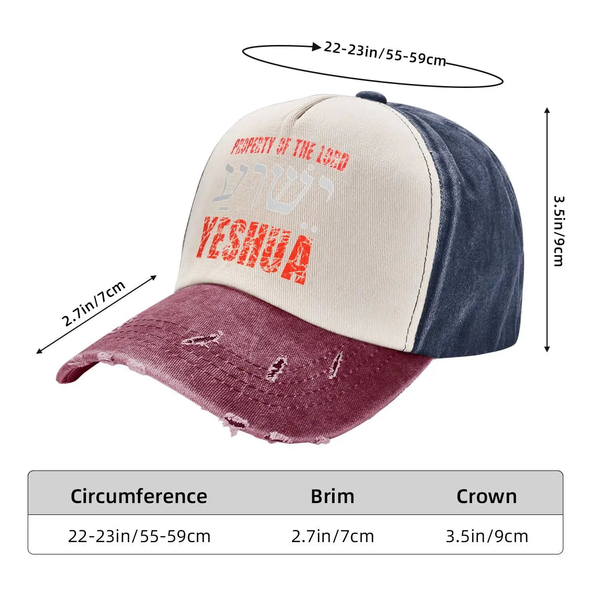 Vintage Yeshua Jesus Christ Baseball Cap Unisex Style Distressed Denim Snapback Hat Hebrew Outdoor Summer Adjustable Caps Hat