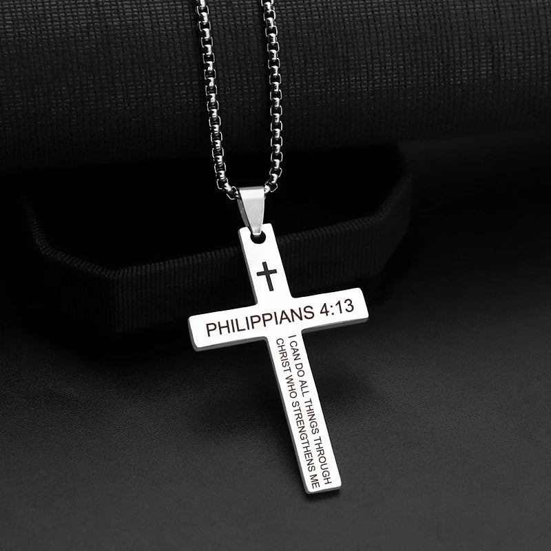 Christian Bible Verse Cross Pendant Necklace