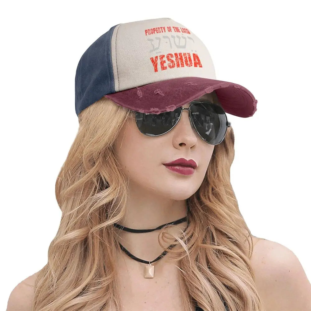 Vintage Yeshua Jesus Christ Baseball Cap Unisex Style Distressed Denim Snapback Hat Hebrew Outdoor Summer Adjustable Caps Hat