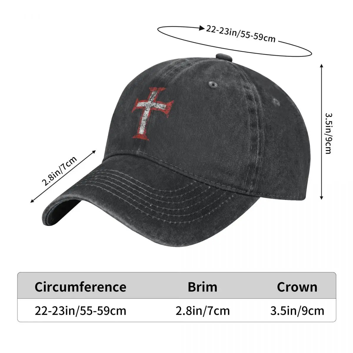 Order Of Christ Cross Templar Christian Portugal Eroded Knight Templar Men Baseball Caps Distressed Denim Caps Hat Classic Hat