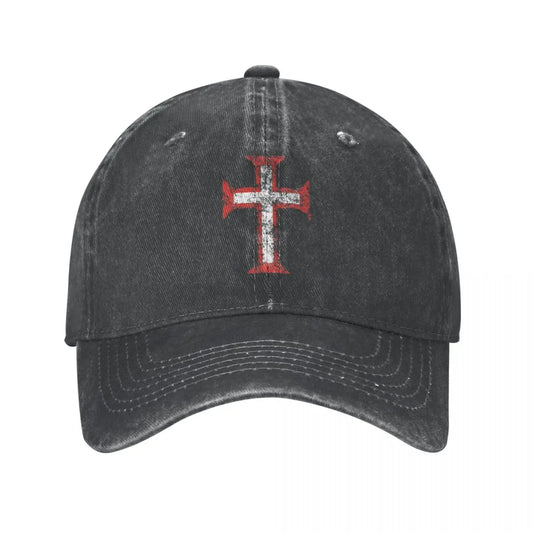 Order Of Christ Cross Templar Christian Portugal Eroded Knight Templar Men Baseball Caps Distressed Denim Caps Hat Classic Hat